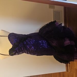 Vintage VTG 1980’s Size 14 Loralie Purple Sequin Black Lace Party Prom Dress S